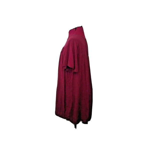 Torrid Womens Blouse Size 1 14/16 1XL Merlot Lace Up Trim Mesh Inset - Picture 3 of 8